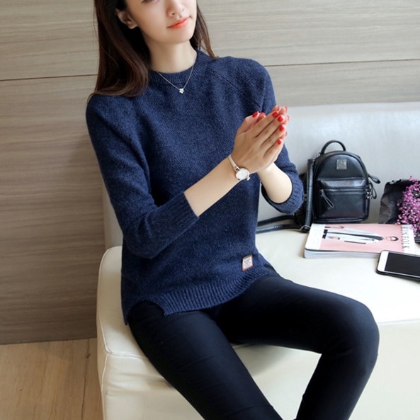 Áo len nữ dài tay cổ tròn thời trang