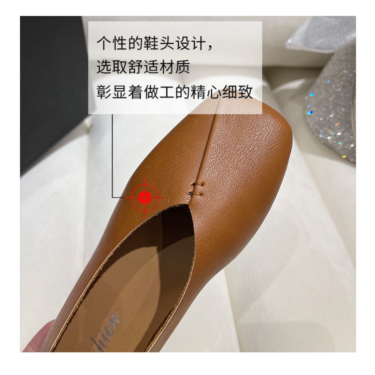 Giày Búp Bê Da Mềm Mũi Vuông Size Lớn 41-43 Thời Trang 2021 40