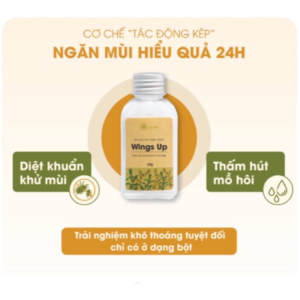 Bột Khử Mùi Wings Up Khử Mùi Hôi Chân Hôi Nách Giảm Tiết Mồ Hôi Hôi Cỏ Mềm 25g