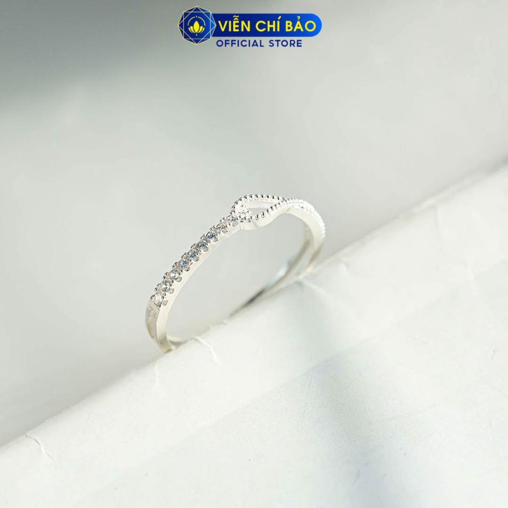 Nhẫn bạc nữ xoắn nơ đính đá chất liệu bạc 925 thời trang phụ kiện trang sức Viễn Chí Bảo N400864