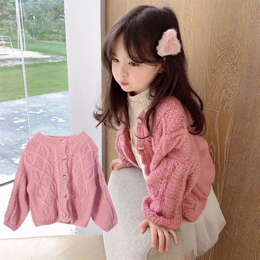 Áo Khoác Cardigan Len Dày Dặn Phong Cách Retro Thời Trang Xuân Thu 2022 Dành Cho Bé Gái