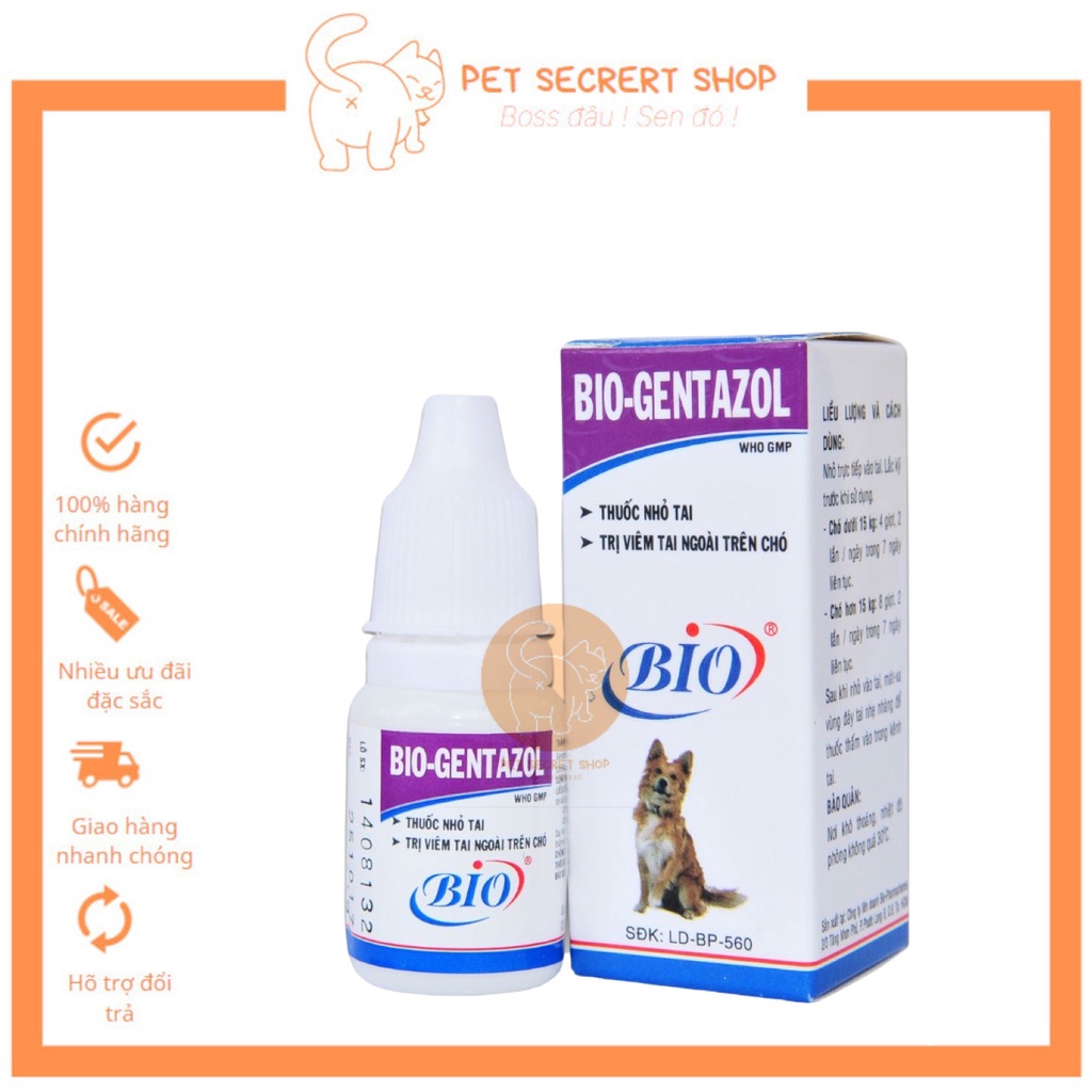 Nhỏ Tai cho chó Bio Gentazol 10ml