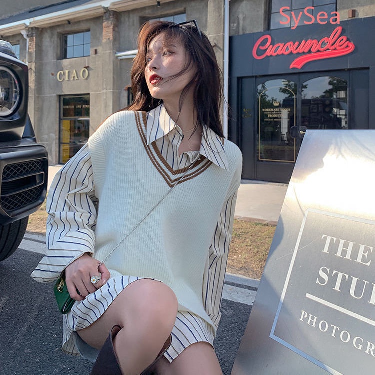 Áo Dệt Kim Sát Nách Thời Trang Retro Hàn Quốc Cho Nữ