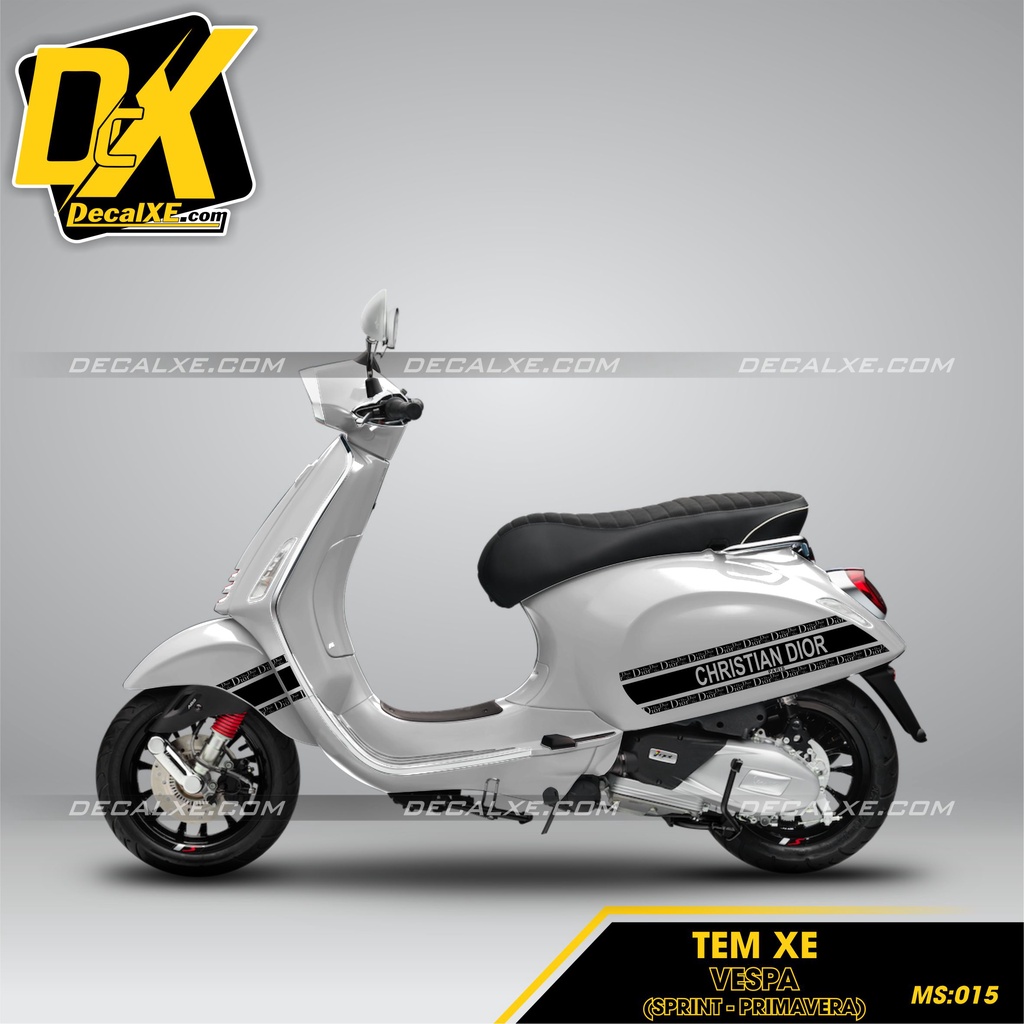 Tem dán xe VESPA SPRINT mẫu Dior | Chất Liệu Decal Cao Cấp Chống Nước, Bền Màu, Cắt Khuôn Sẵn Dễ Dán| vesp-015