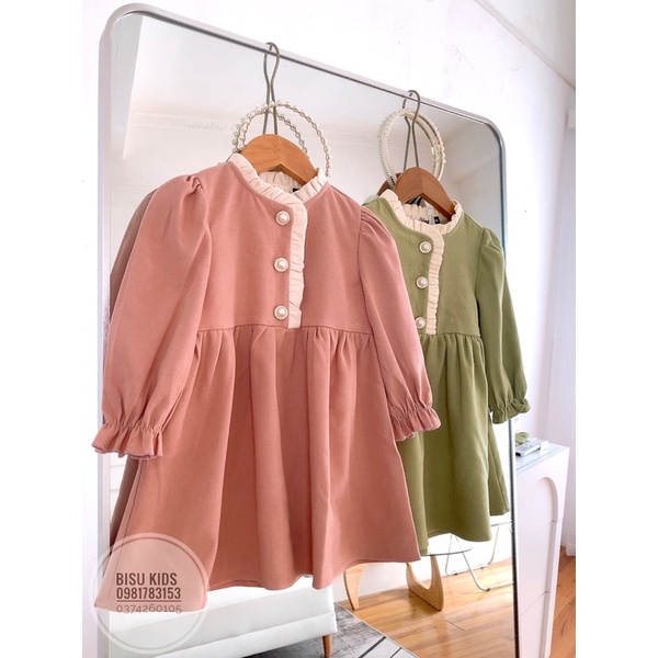 Váy công chúa bé gái dáng babydoll chất liệu nhung chéo cao cấp đủ size bé 8-32kg