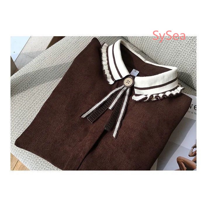Áo Kiểu Vải Nhung Kẻ Cổ Điển Mùa Thu Kích Thước Lớn Cho Nữ