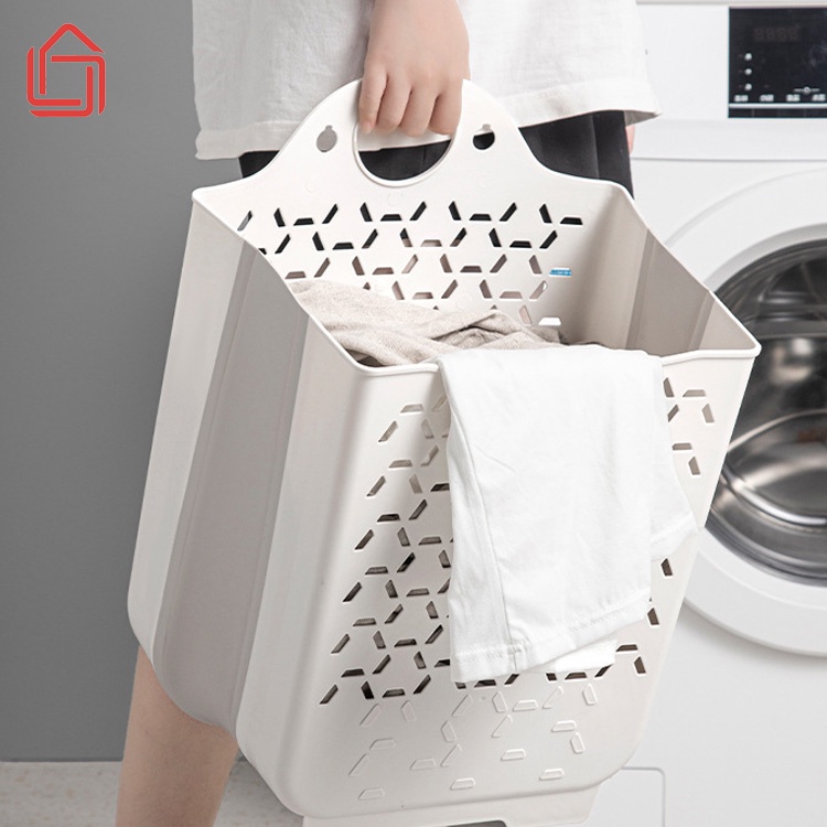 Giỏ đựng đồ quần áo có móc treo tường | Giỏ đựng quần áo bẩn nhà tắm chất liệu nhựa có thể gập gọn - nhamoi