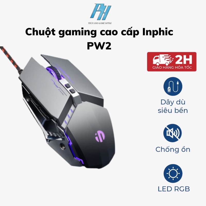 Chuột Máy Tính Có Dây USB Inphic PW2 - Chính Hãng Với Đèn Nền RGB Tiện Dụng, 4800 DPI cho game thủ chuyên nghiệp