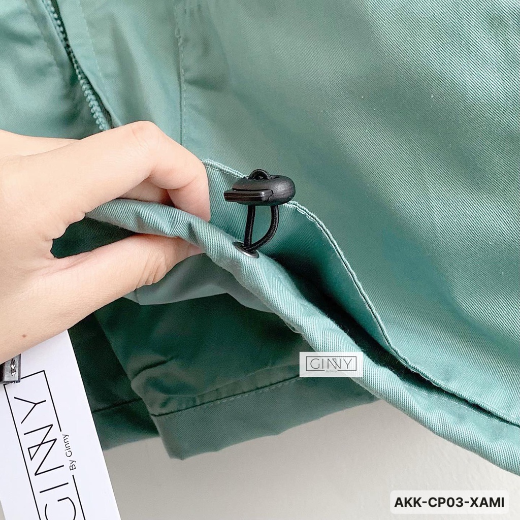 Áo Khoác Kaki Ulzzang Hai Lớp Túi Rời | Phiên Bản Mini | Thời Trang Nữ | Ginstore