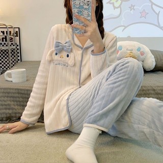 Bộ ngủ lông mềm mịn, bộ ngủ mùa đông hoạt tiết siêu dễ thương ấm áp dày dặn