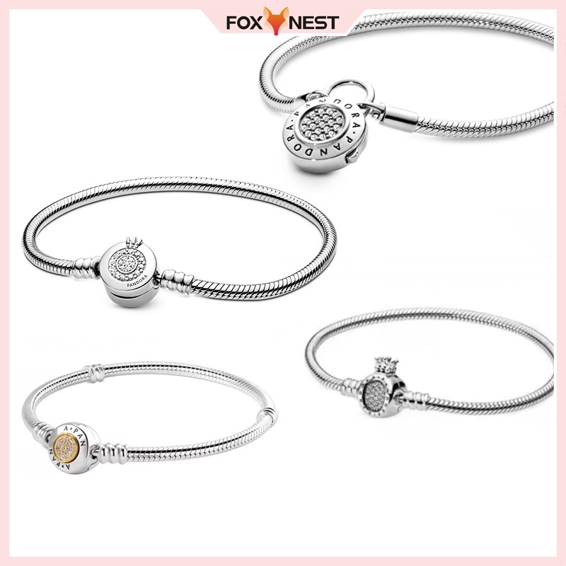 Vòng Tay Mạ Bạc 925 Mặt Hình Vương Miện Lấp Lánh