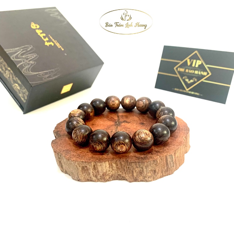 Vòng Tay Trầm Hương Phong Thủy Tự Nhiên - BẢO TRẦM LINH HƯƠNG Size 10 12 14 - 16mm Cao Cấp Quà Tặng Nam Nữ - Sánh Tròn