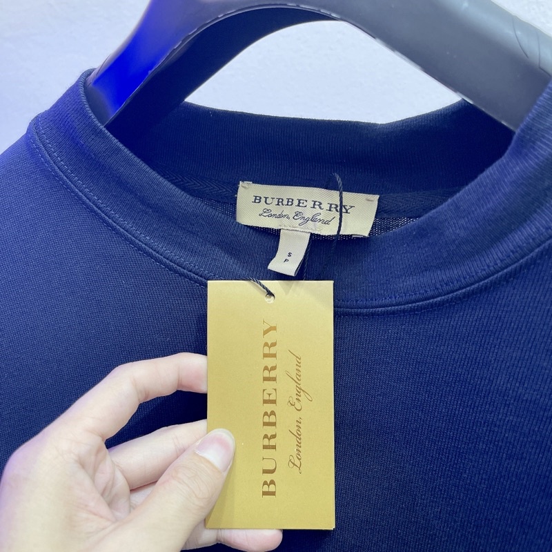 ⚡️ - Áo Bur.be.rry Big Logo Long Sleeve Navy Color, áo Long Sleeve BBR màu xanh than