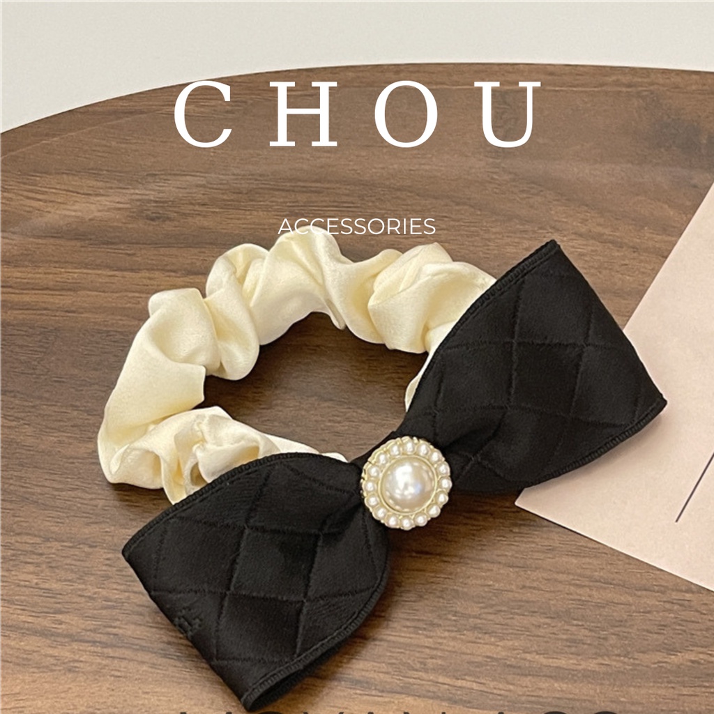Dây Buộc Tóc Nơ Đính Hạt Ngọc | CHOU ACCESSORIES |