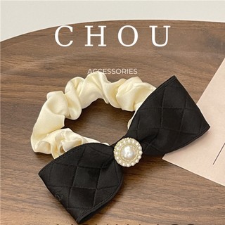 Dây buộc tóc nơ đính hạt ngọc | chou accessories |