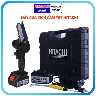 Máy cưa xích dùng pin HITACHI, máy cưa xích cầm tay mini lõi đồng nguyên chất 100%, pin khủng hitachi, lam dài 6 inch