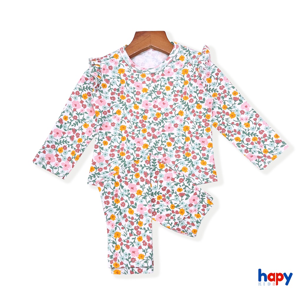 Bộ thun dài tay thu đông cho bé gái Happy kids, cho bé từ 1-4 tuổi AT.22.04