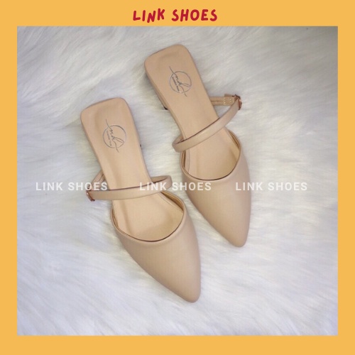 Giày sục nữ gót thấp 1cm mũi nhọn kiểu dáng đơn giản, chất liệu si mềm - Shose_Fashion TT121