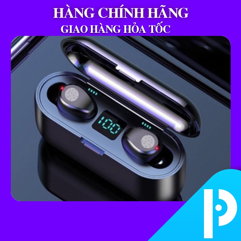 Tai nghe Bluetooth AMOI F9 TWS 5.0 bản QUỐC TẾ không dây cảm ứng chống nước IPX5, chống ồn tích hợp sạc dự phòng 2500mAh