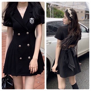 Đầm giả vest xếp ly khoét lưng thiết kế hiện đại sang trọng