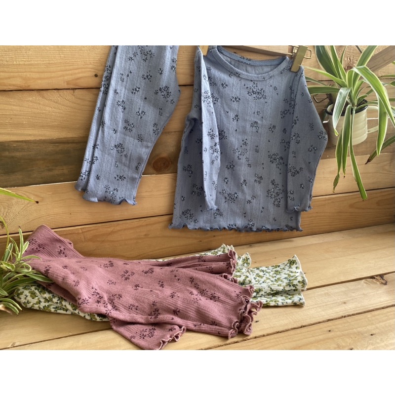 Set 3 bộ dài cotton gân cho bé