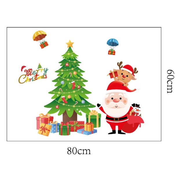 Decal trang trí Noel - Cây thông nhiều quà