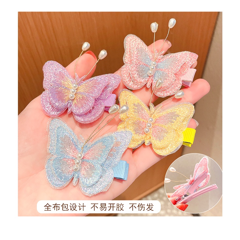 Kẹp Tóc Thêu Hình Bươm Bướm Phong Cách Hán Phục Dễ Thương Cho Bé Gái