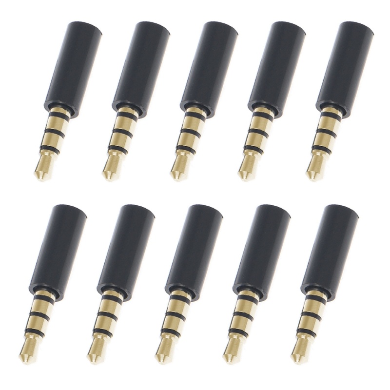 Dusur Set 10 jack Cắm Tai Nghe 4 Cực 3 5mm Mạ Vàng Chuyên Dụng