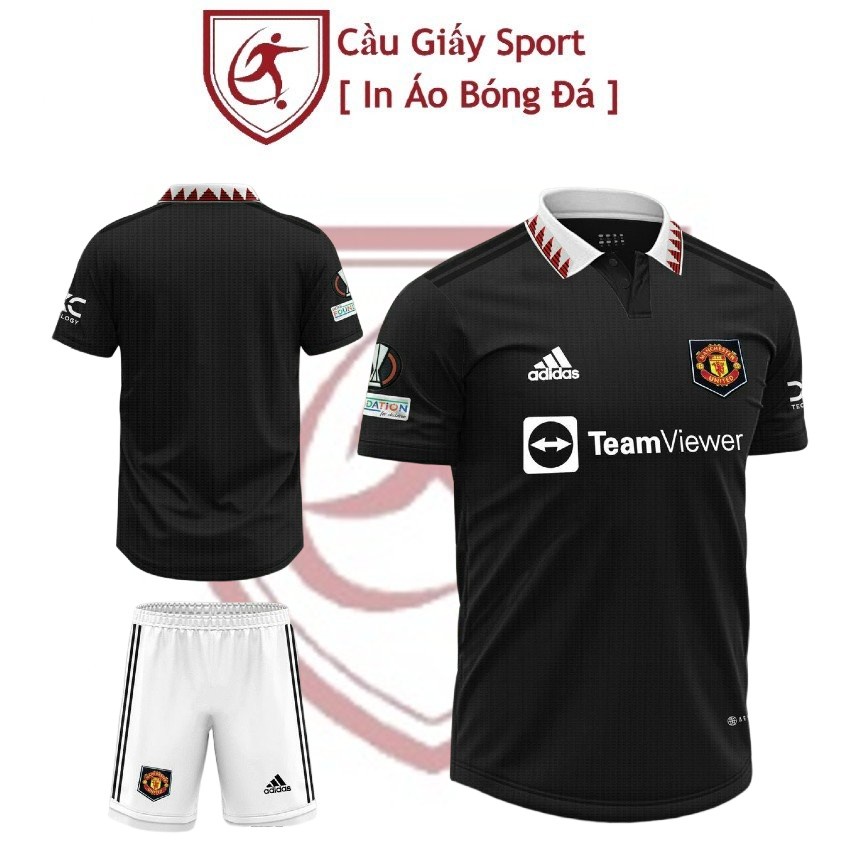 Bộ Quần Áo Bóng Đá Fex Thái CLB Manchester United Đen Cổ Bẻ