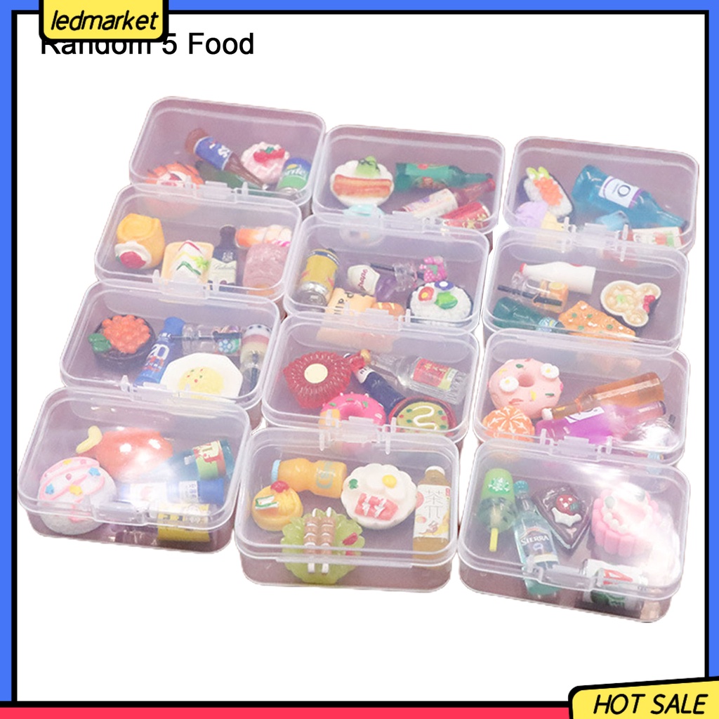 Bộ 5 Mô Hình Bình Bánh Quy / Thức Ăn Độc Đáo Dễ Phối Đồ Trang Trí Nhà Búp Bê