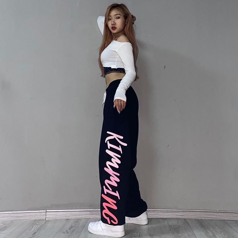 Quần Thể Thao Ống Rộng Phong Cách Hip Hop Âu Mỹ Cho Nữ
