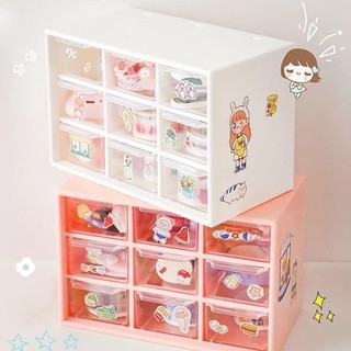 Tủ để bàn 9 ngăn mini phong cách hàn quốc, Đựng Đồ Mỹ Phẩm, Vật Dụng Cá Nhân