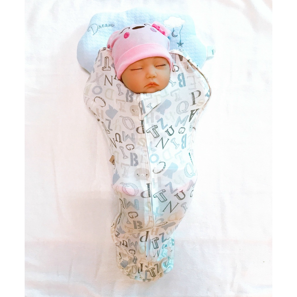 Quấn chũn nhộng chũn cho bé sơ sinh kiểu rộng chân mở tay, kín tay