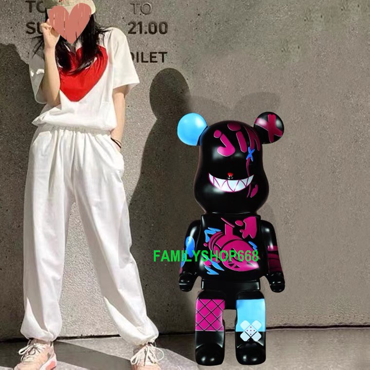 Tượng gấu Bearbrick LOL Jinx League Cao Cấp 50cm - 80cm 1000% cỡ lớn size to Mô Hình Bear brick Trang Trí Decor