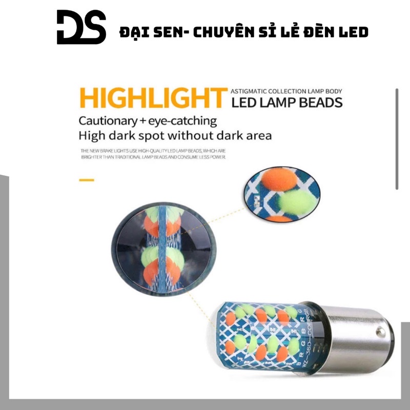 Đèn Led hậu nháy 7 màu phủ silicon chớp F1 20W chân kép 36 tim Led siêu sáng