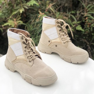 Giày boot nữ cổ thấp da lộn hiện đại 20464