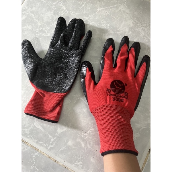 Bịch 12 Đôi Găng Tay Bảo Hộ Lao Động Cao Cấp phủ cao su Latex hàng dày 60g/ đôi, găng tay chống cắt