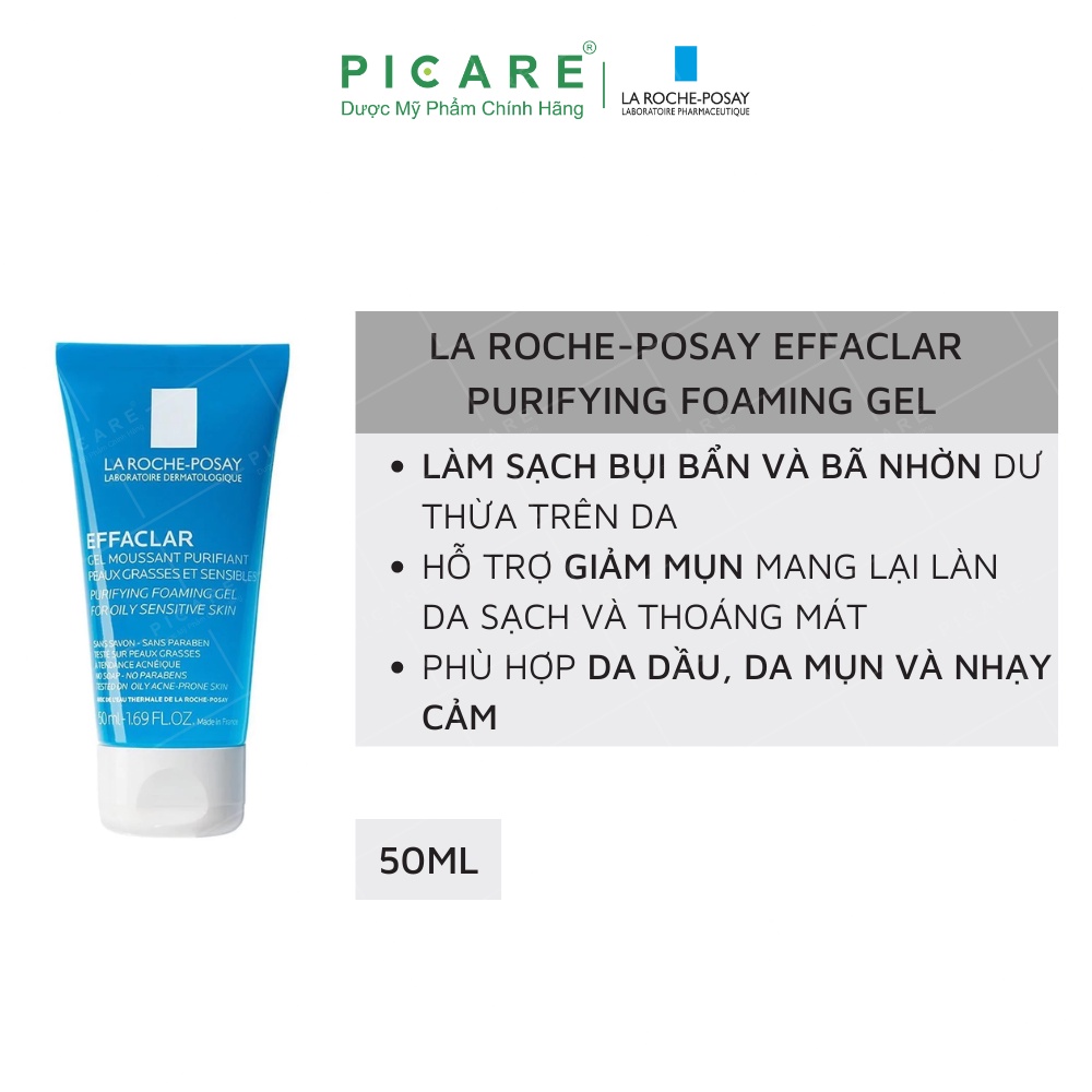 Sữa rửa mặt dạng gel làm sạch cho da dầu nhạy cảm La Roche Posay Effaclar Purifying Foaming Gel