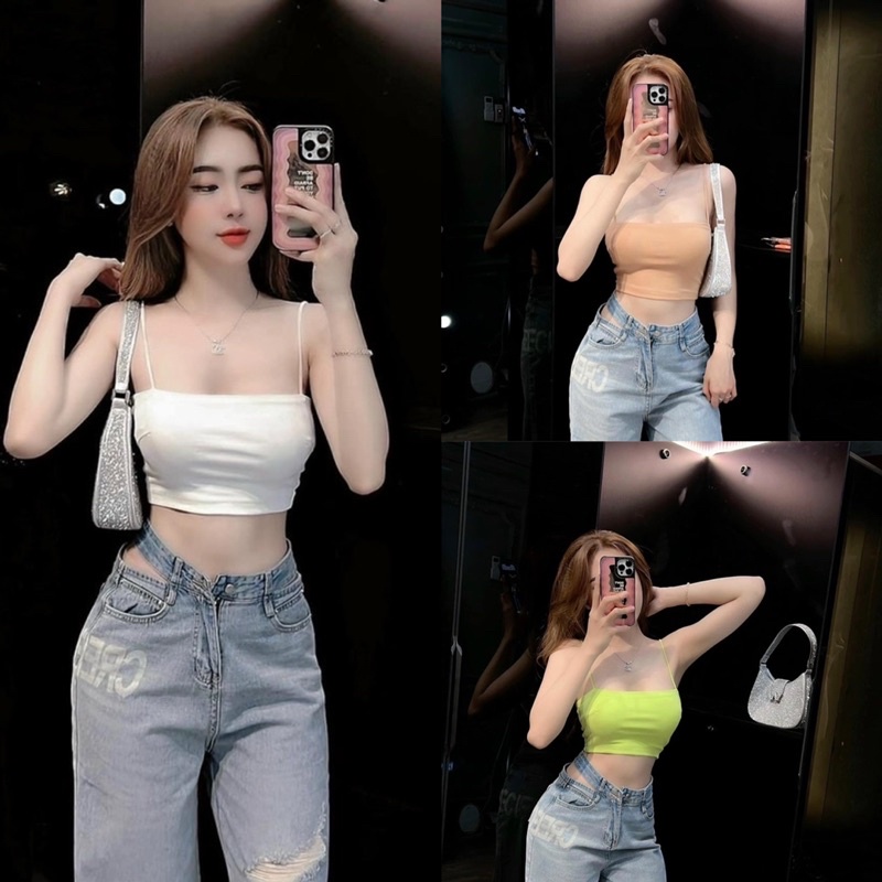 Áo croptop 2 dây thời trang mùa hè siêu xinh