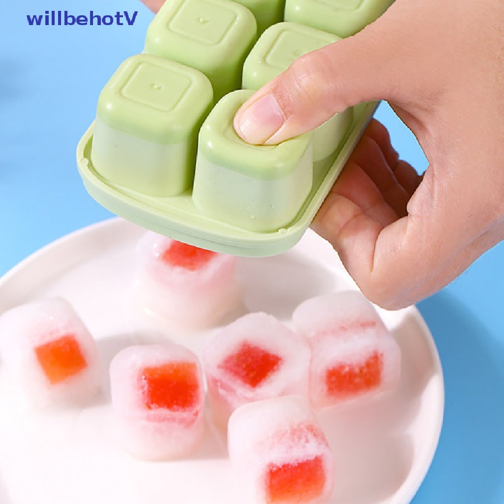 Khuôn Silicone Làm Đá Viên 8 Ngăn Có Nắp Trong Suốt