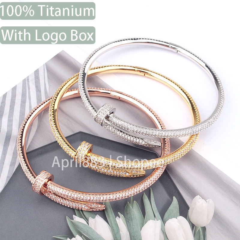 Caries Móng vòng tay nữ 18K Kim cương vàng vòng đeo tay titan