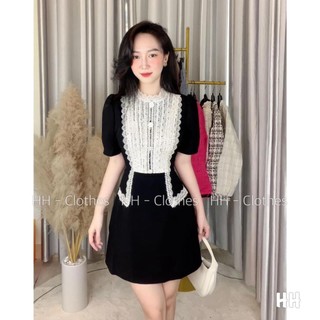 Đầm đen phối ren trắng siêu xinh