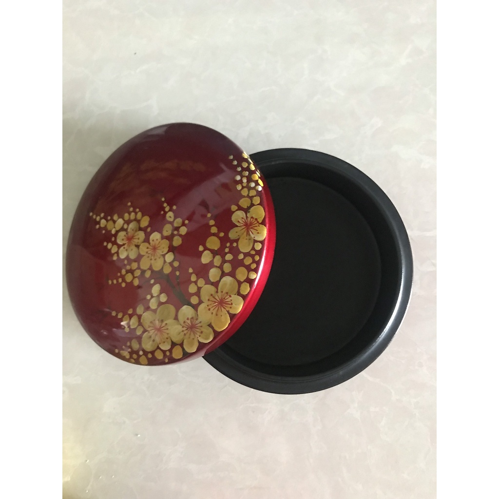 Hộp phấn tròn sơn mài cao cấp Thanh Bình Lê size 10x5 cm đựng đồ vật nhỏ, bánh kẹo mứt, trang trí bàn kệ, nhà cửa văn ph