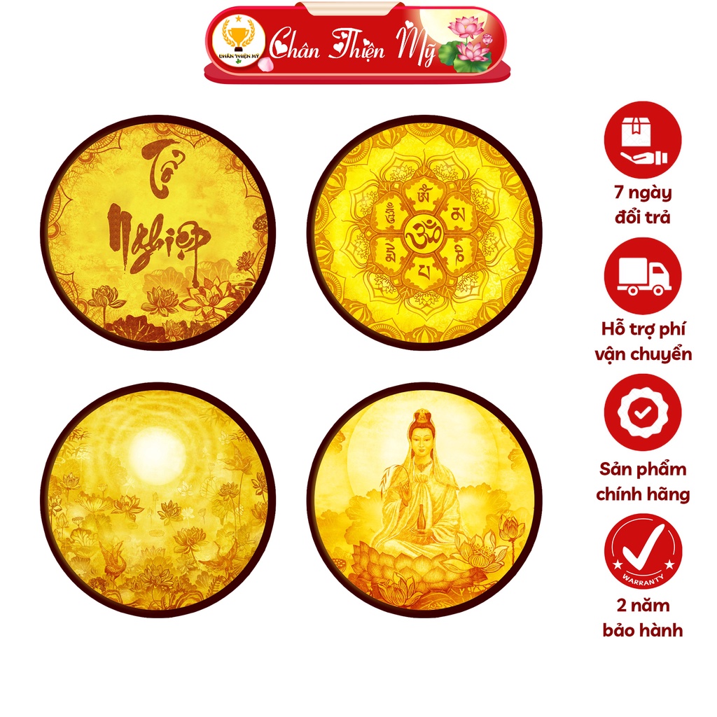 Đèn Thờ Hào Quang Phật Tranh Trúc Chỉ Tròn CHÂN THIỆN MỸ, Trang Trí Bàn Thờ, Hào Quang Trúc Chỉ Quan Âm Bồ Tát CTC-HQ-04