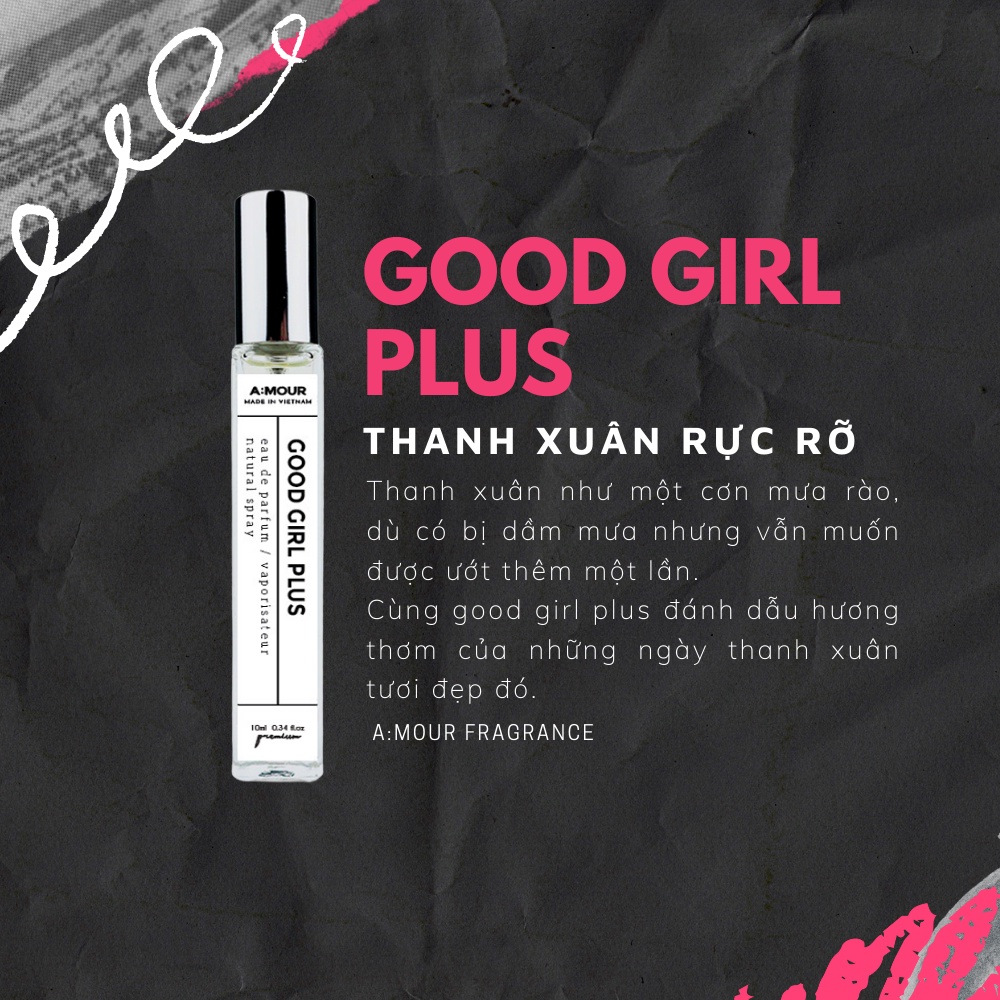 Nước Hoa Nữ Amour Good Girl Plus Nguyên Liệu Nhập Pháp Hương Thơm Nhẹ Nhàng Cuốn Hút, Dạng Xịt 10ml và 2ml