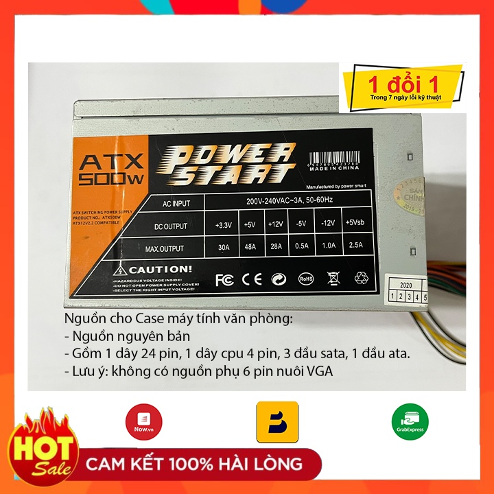 Nguồn 500W Không nguồn phụ Bảo hành 1 Tháng