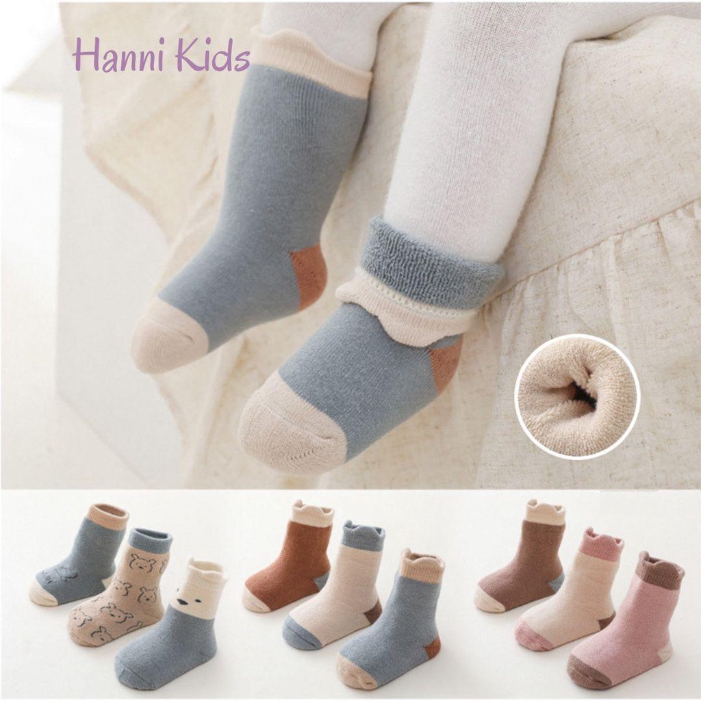 Set 3 đôi tất cao cổ loại DÀY SIÊU ẤM có mẫu cho cả bé trai và bé gái size từ 6 tháng đến 5 tuổi vớ trẻ em cao cấp