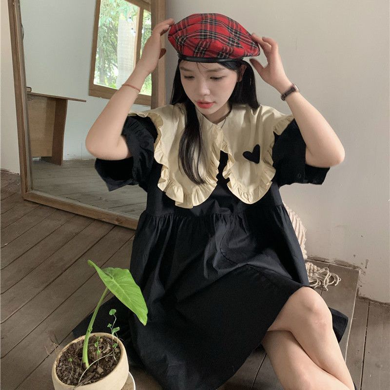 Váy babydoll Đầm Ngắn Dáng Chữ A Cổ Búp Bê Màu Sắc Ngọt Ngào Phong Cách Nhật Bản Dễ Phối Đồ Thời Trang Cho Nữ