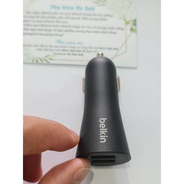 Tẩu Sạc Belkin Boost Up 2 Cổng Cho Ô Tô F8M930. Công Suất Mỗi Cổng 12W