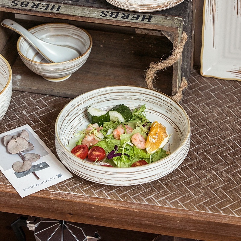 Bộ bát đĩa gốm cao cấp phong cách retro Bắc Âu